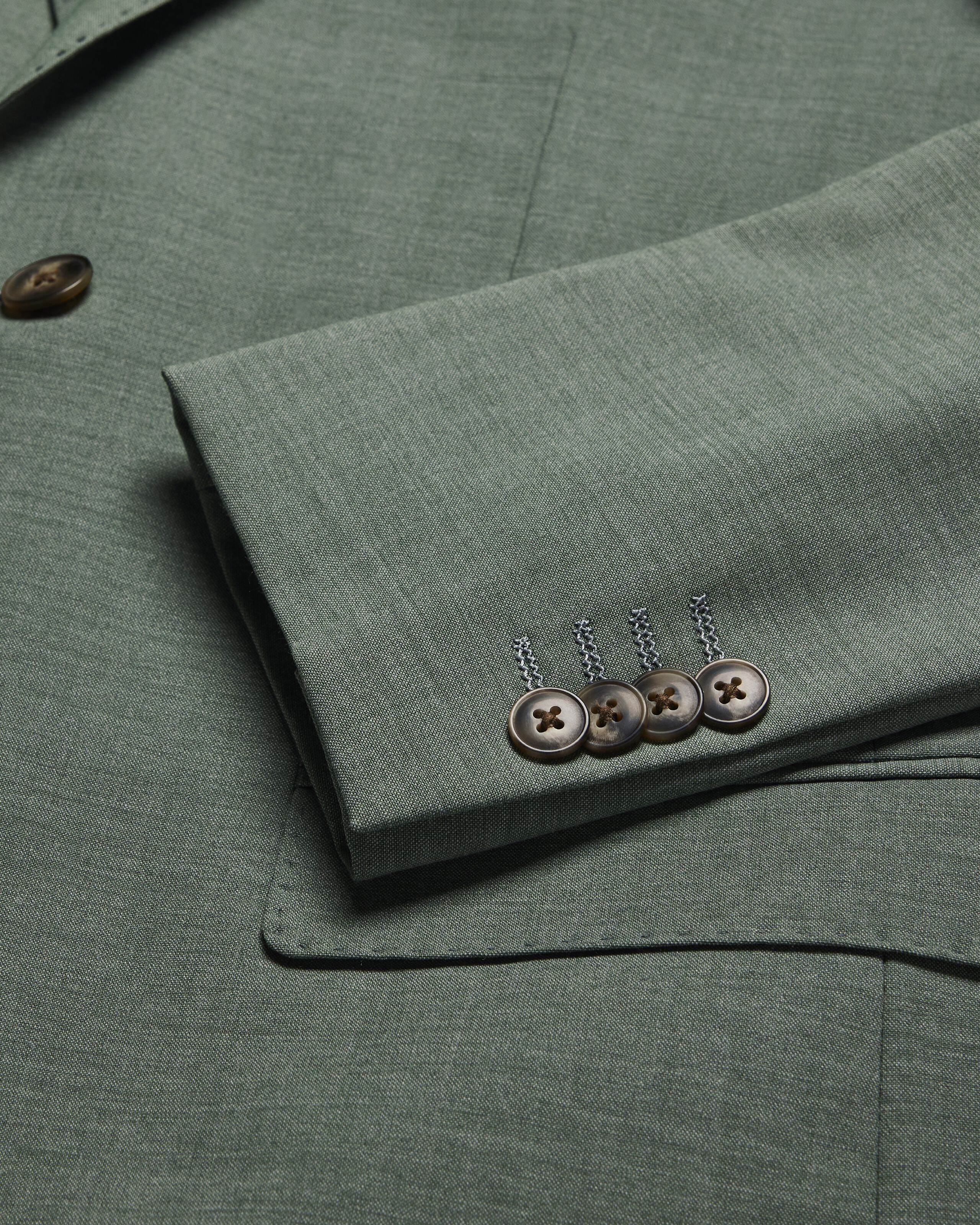 Slim Stretch Wool Blend Tailored Jacket - Light Forest